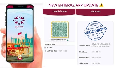 Qatar EHTERAZ App Update Third Booster Dose of COVID-19 Vaccine Added